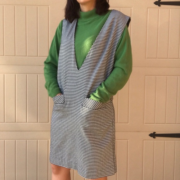 Vintage Gingham V-Neck Dress - Picture 1 of 6